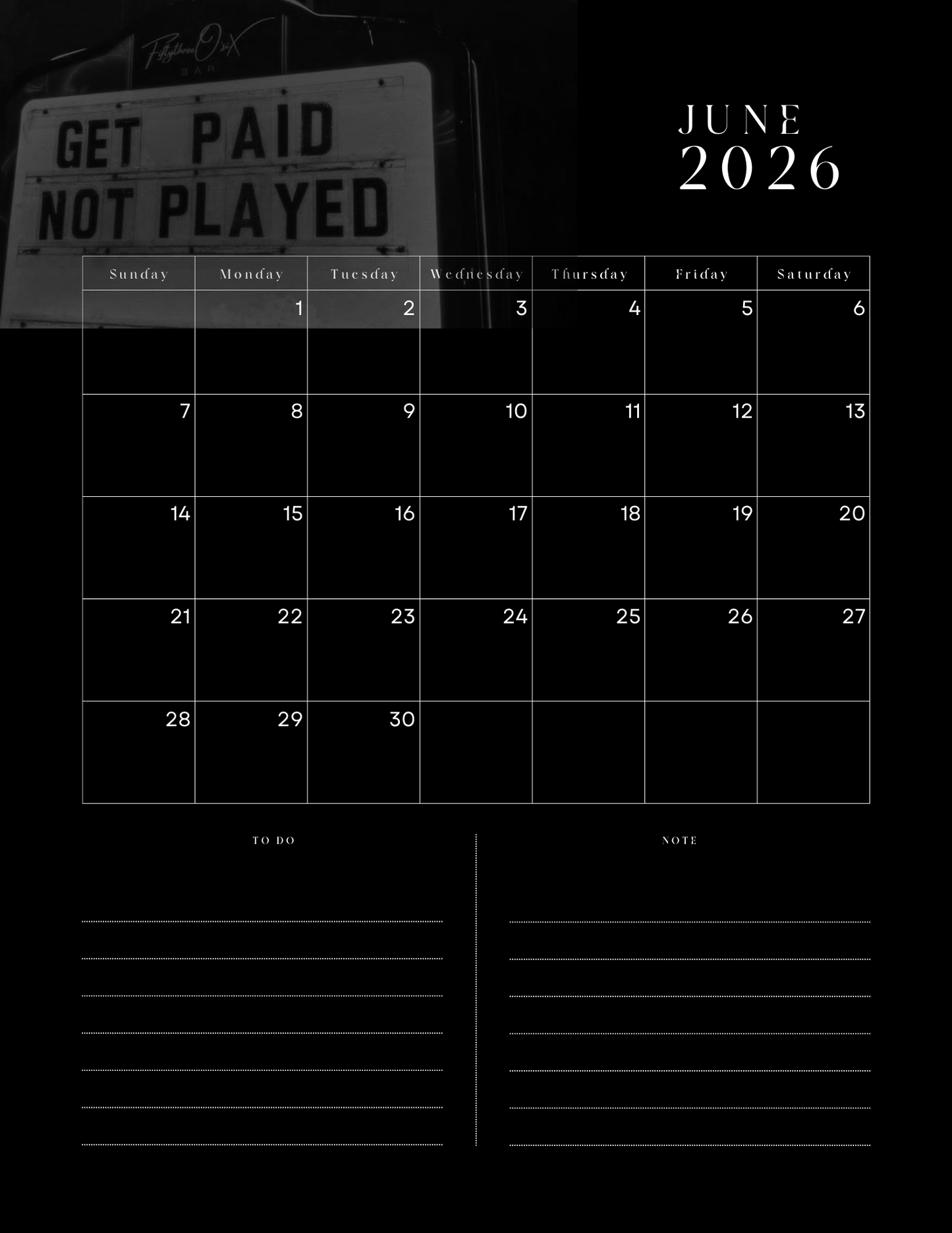 HU$TLER$ 0NLY 2026 Monthly Digital Planner