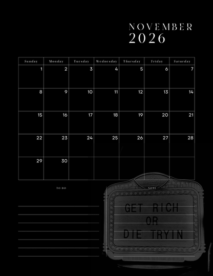 HU$TLER$ 0NLY 2026 Monthly Digital Planner