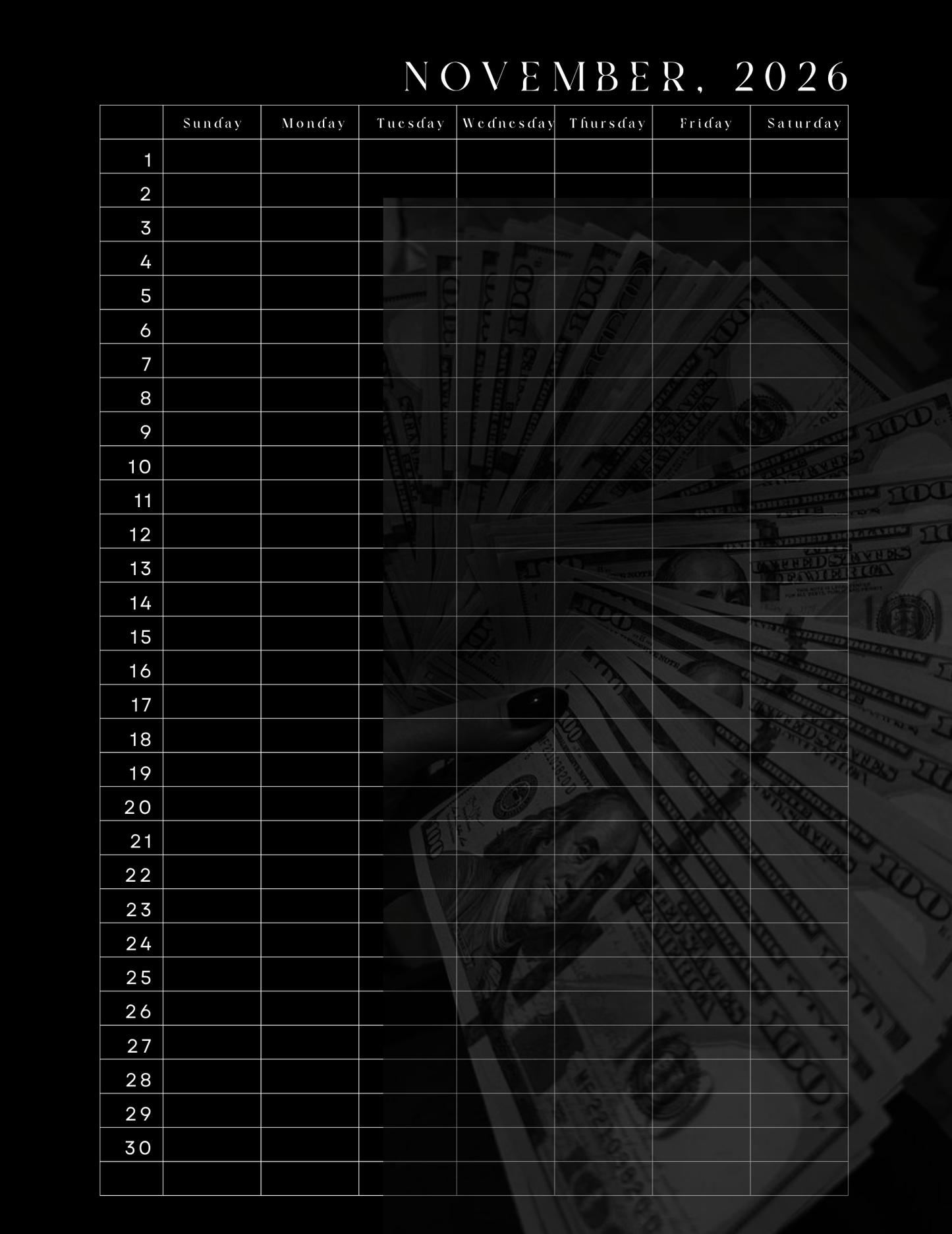 HU$TLER$ 0NLY 2026 Monthly Digital Planner