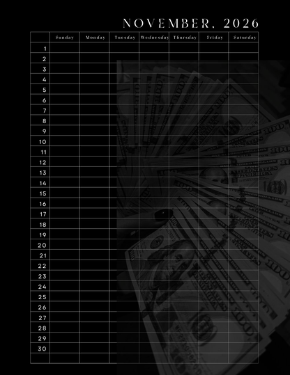 HU$TLER$ 0NLY 2026 Monthly Digital Planner