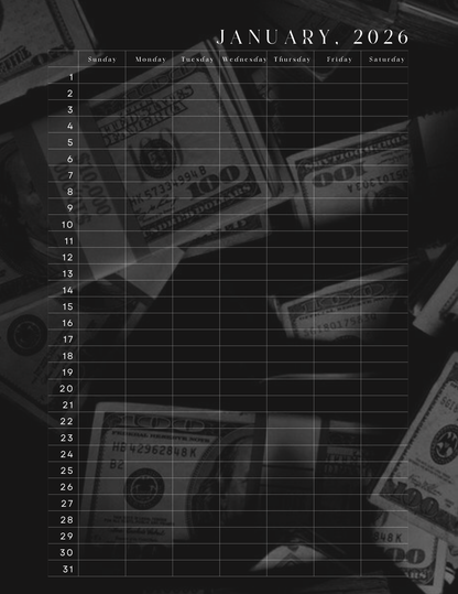 HU$TLER$ 0NLY 2026 Monthly Digital Planner