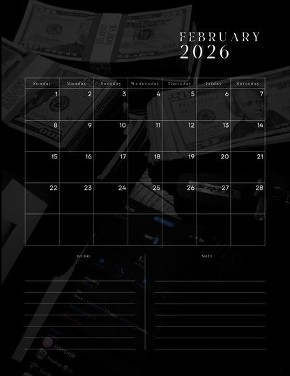 HU$TLER$ 0NLY 2026 Monthly Digital Planner